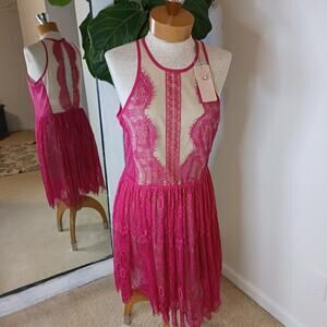 Three Floor Fuchsia Formal Cocktail Dress Size 12 NWT wedding guest